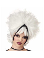 Chunky White & Black Gothic Streaked Wig