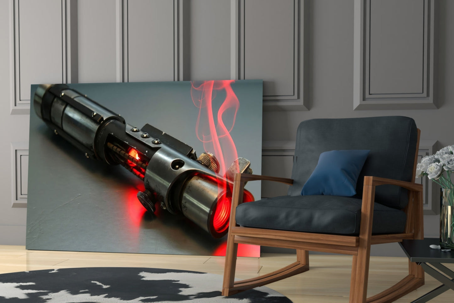 Light Saber Glass Wall Art