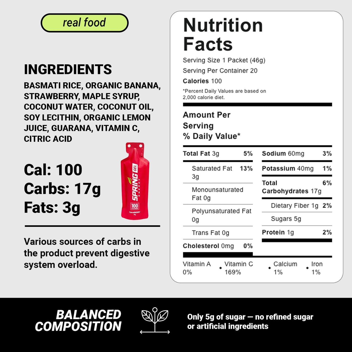 Strawberry Smoothie Gel (Vegan) 100 Kcal- Canaberry