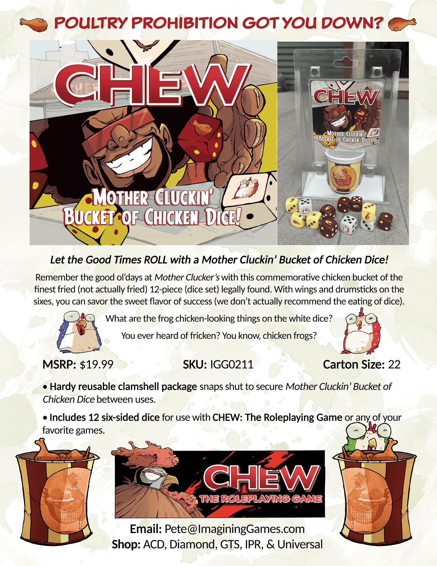 CHEW: Mother Cluckin' Bucket of Chicken Dice (RPG Supplement) - 