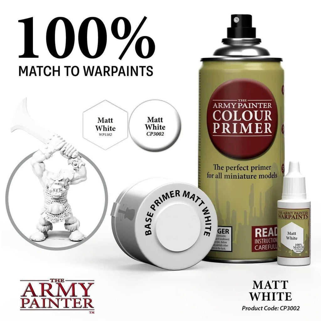 Army Painter Base Primer: Matte White Undercoat - 