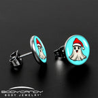 Holiday Christmas Spirit Ghost Stud Earrings by Onyx O