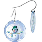 Winter Holiday Christmas Snow Globe Snowman Earrings