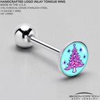 Pastel Christmas Tree Barbell Tongue Ring by Onyx O