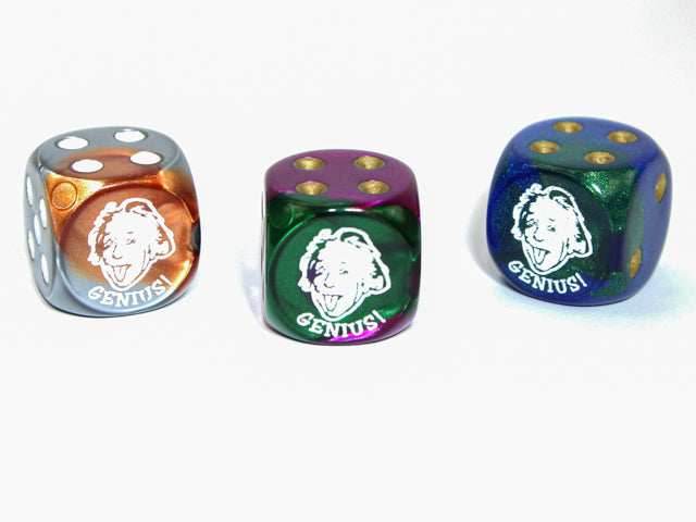 Genius d6 (Custom engraved) (Dice colors are filled at random) Pipped Dice 16mm - 