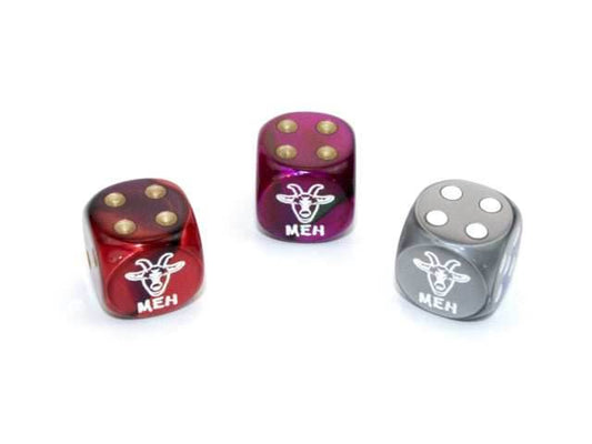 Meh Goat d6 Pipped Dice 16mm | Custom D6 Dice with Goats (sold per die) - 