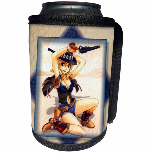 3dRose Susan Brown Designs General Themes - Anime Cowgirl - Can Cooler Bottle Wrap (cc_24103) - Can Cooler Bottle Wrap