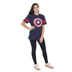 Captain America Distressed Shield Striped Sleeves T-shirt - S