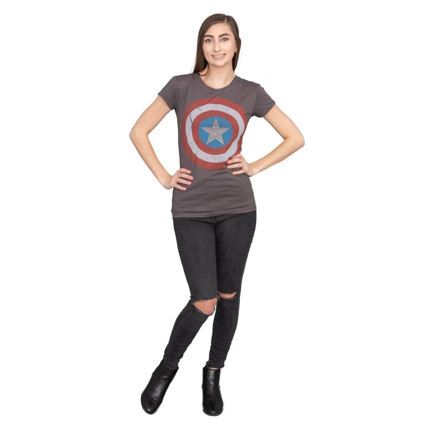 Captain America Studded Star Juniors T-shirt - S