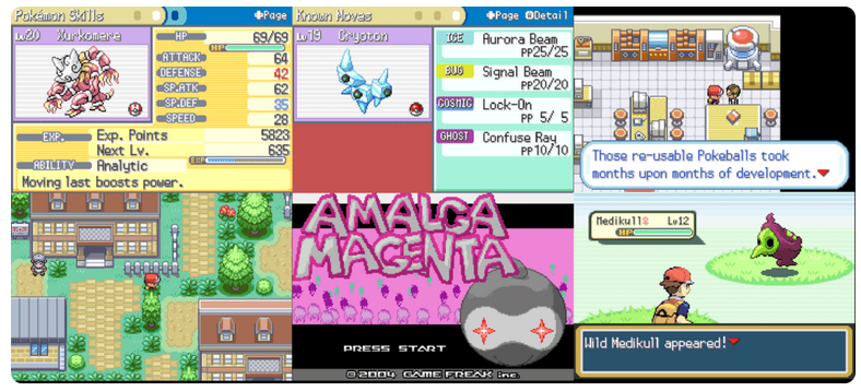 Pokemon Amalga Magenta GBA Custom Pokemon ROM Hack Video Game Boy Advance