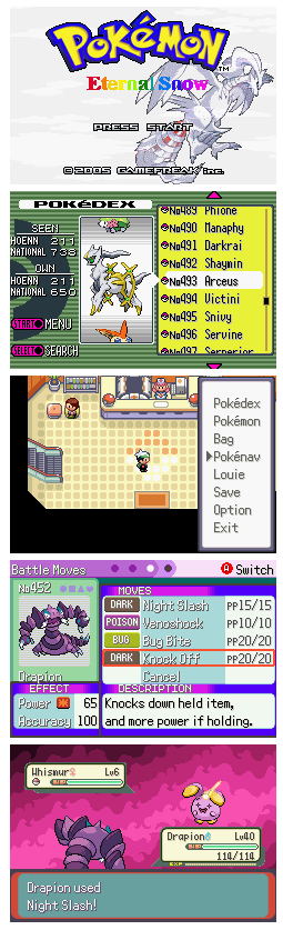 Pokemon Eternal Snow GBA ROM Hack Video Game Custom Gameboy Advance