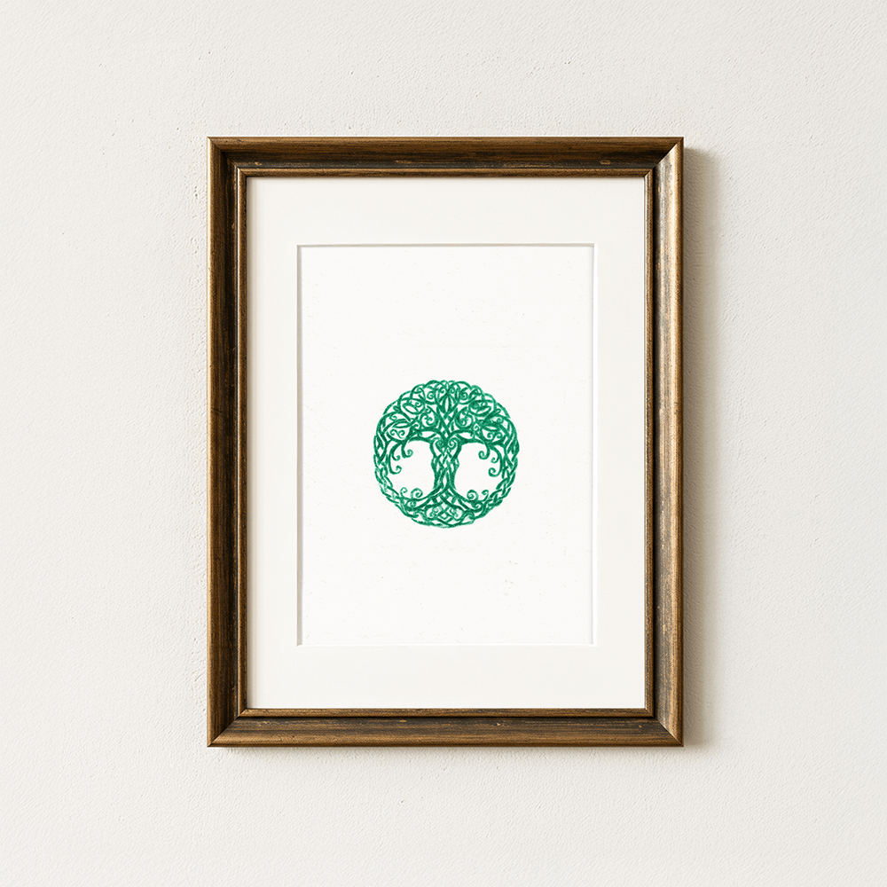 Celtic Green Tree of Life Intaglio Fine Art Print