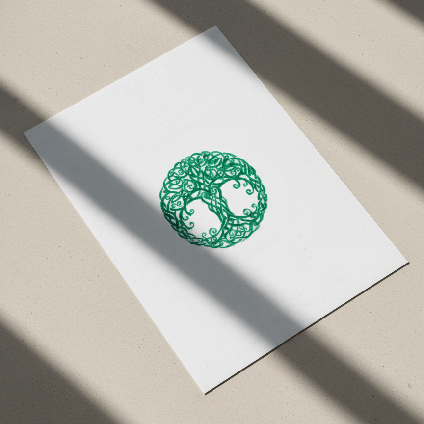 Celtic Green Tree of Life Intaglio Fine Art Print