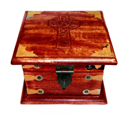 Celtic Cross Wooden Chest - 