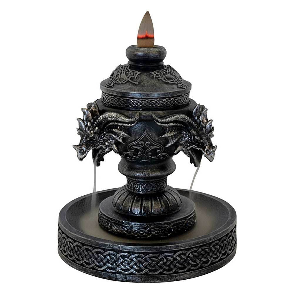 Celtic Triple Dragon Head Polyresin Backflow Incense Burner - 