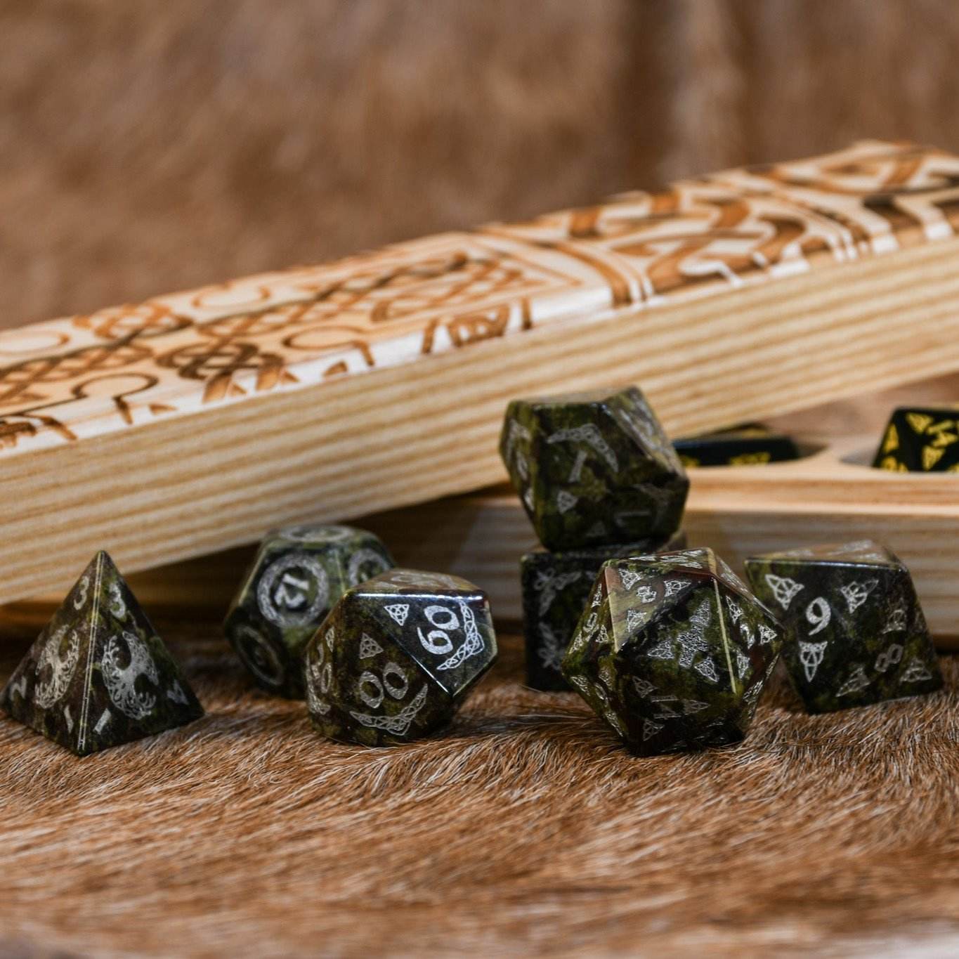 Celtic Dragon Blood Jasper Stone Dice Set – Dice Around the World Collection 'PRE-ORDER | SPRING EVENT DEAL' - 