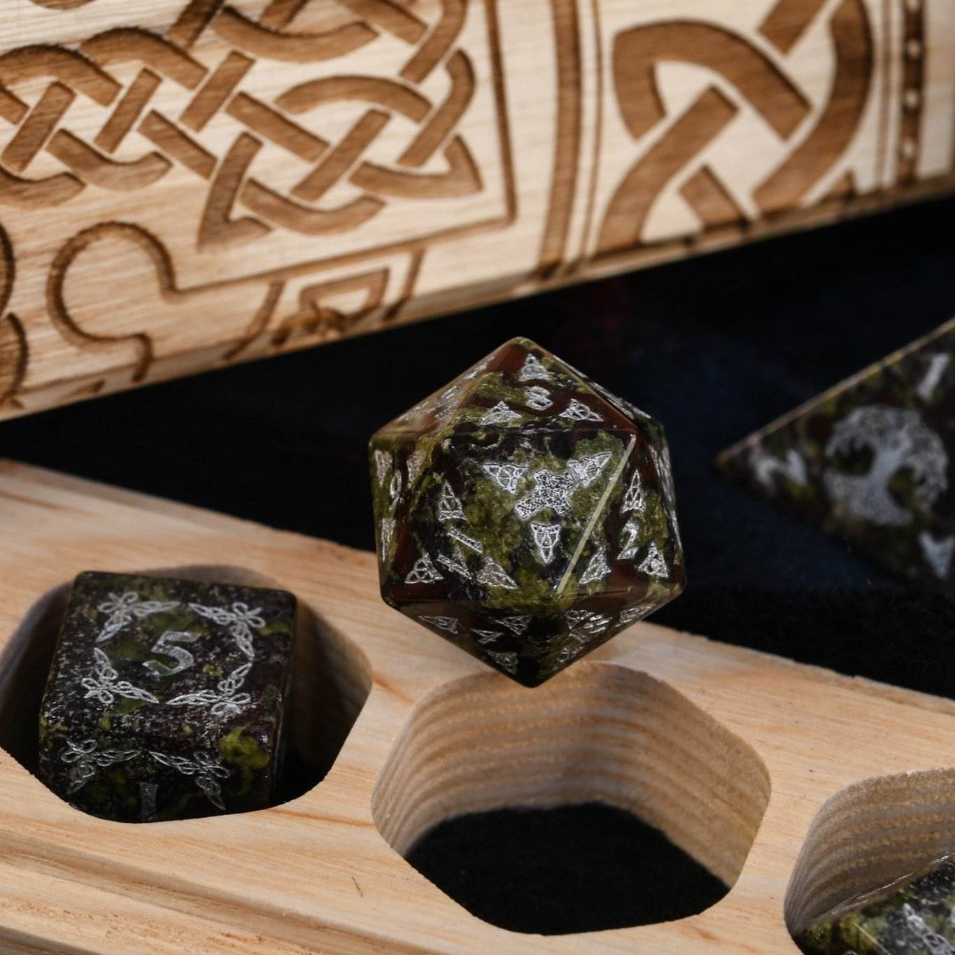Celtic Dragon Blood Jasper Stone Dice Set – Dice Around the World Collection 'PRE-ORDER | SPRING EVENT DEAL' - 