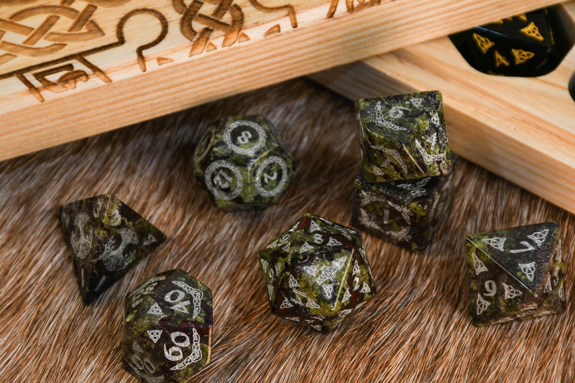Celtic Dragon Blood Jasper Stone Dice Set – Dice Around the World Collection 'PRE-ORDER | SPRING EVENT DEAL' - 