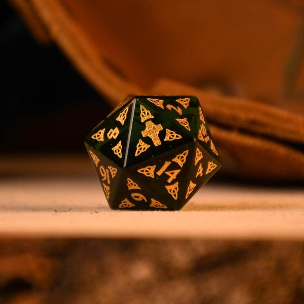 Celtic Green Glass Dice Set - Dice Around the World Collection - 