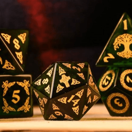 Celtic Green Glass Dice Set - Dice Around the World Collection - 