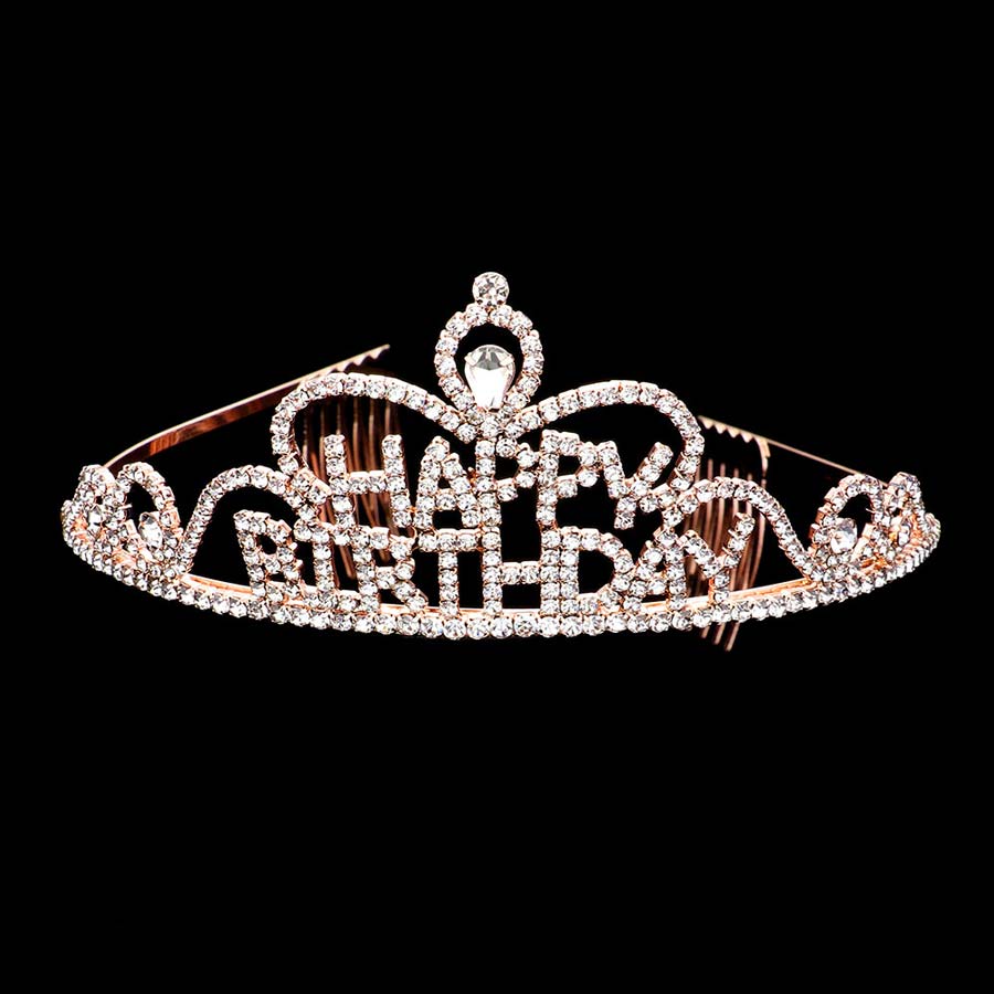 Teardrop Crystal Rhinestone Happy Birthday Tiara