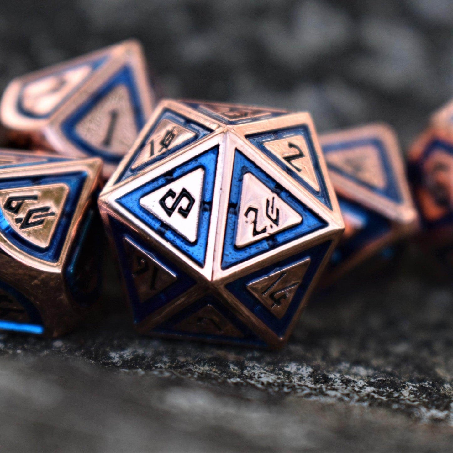 Cleric's Domain Aqua And Bronze Metal Dice Set - 