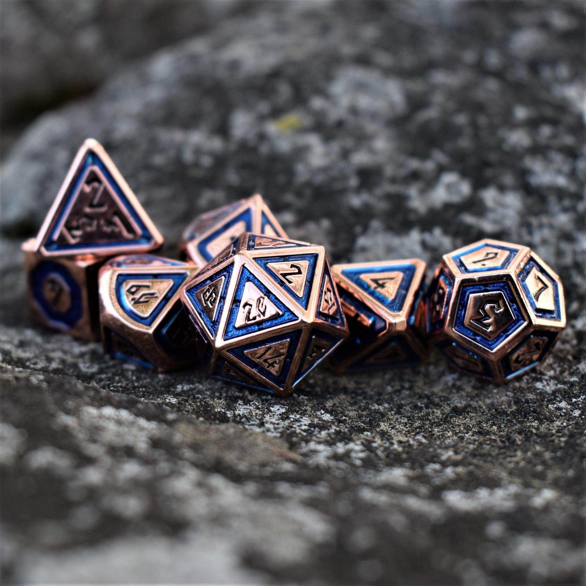 Cleric's Domain Aqua And Bronze Metal Dice Set - 