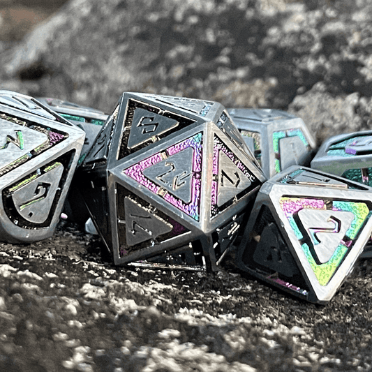 Cleric's Domain Silver Iridescent Metal Dice Set - 