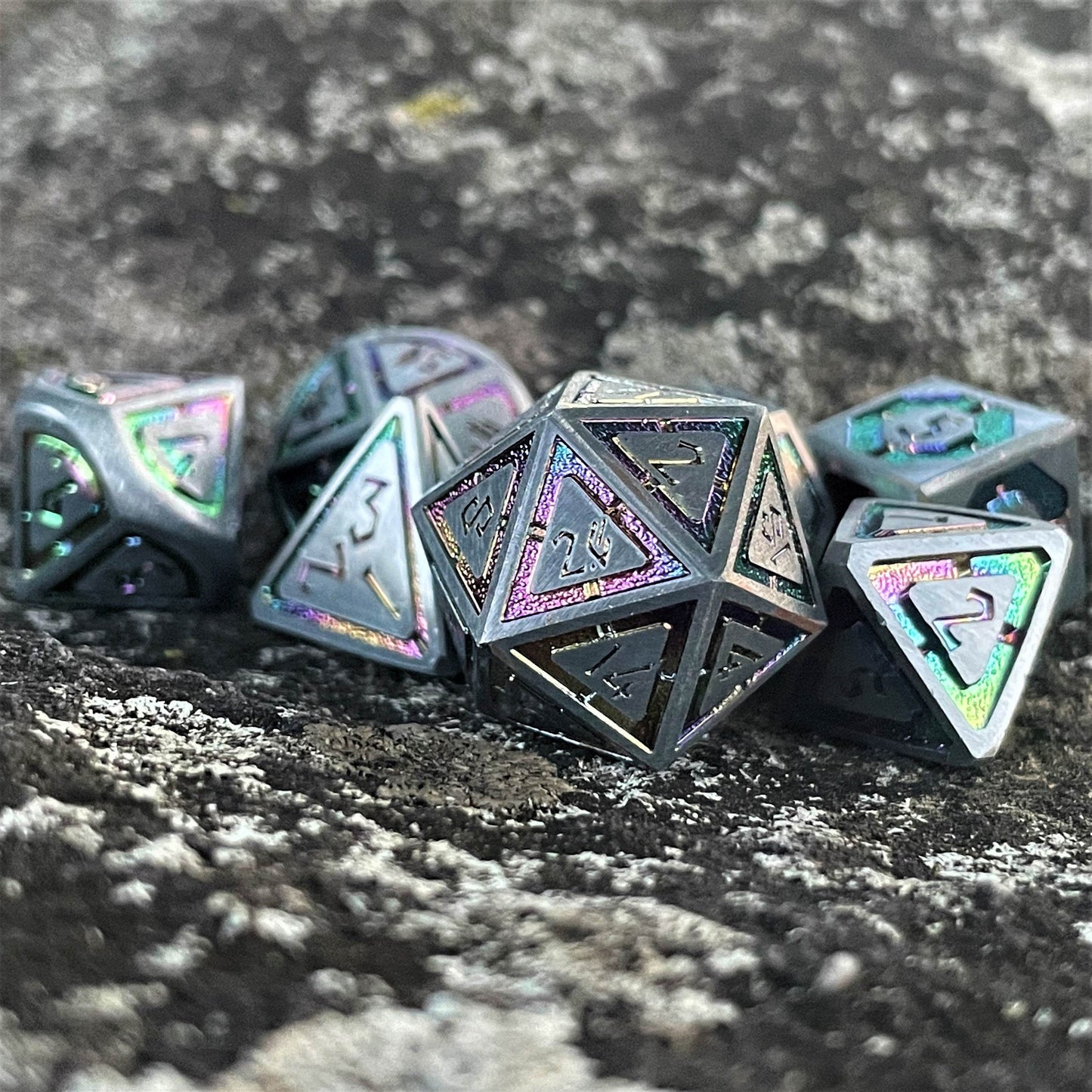 Cleric's Domain Silver Iridescent Metal Dice Set - 