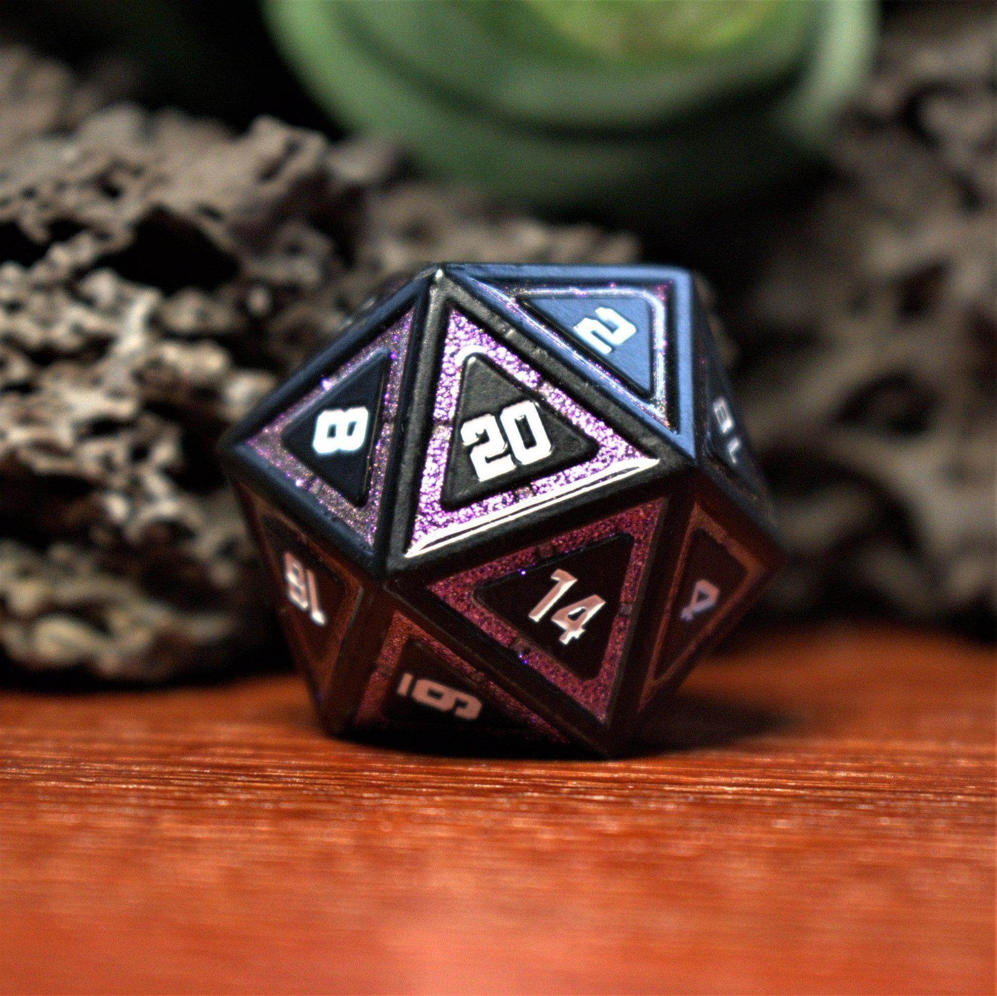 Cleric's Shadow Domain Purple And Matte Black Metal Dice Set 'PRE-ORDER | SPRING EVENT DEAL' - 