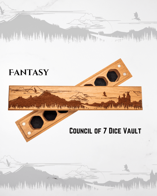 Fantasy | Engraved Council of 7 Dice Vault - Cherry