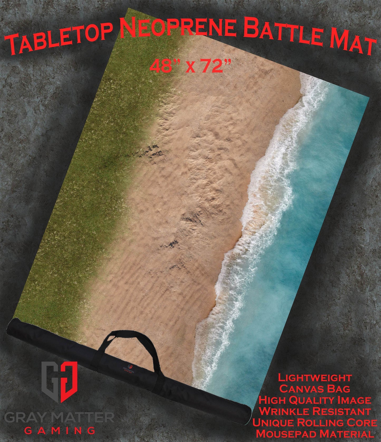 Coastal Shore - Neoprene Battle Mat - Warhammer, AoS, 40K, Team Yankee, MCP, Shatterpoint, Legion, More - 48x72