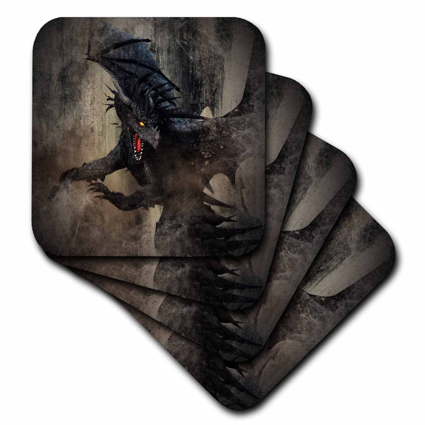 3dRose black dragon. This mystical dark creatures attracts many fantasy... - Coasters (cst_339813)