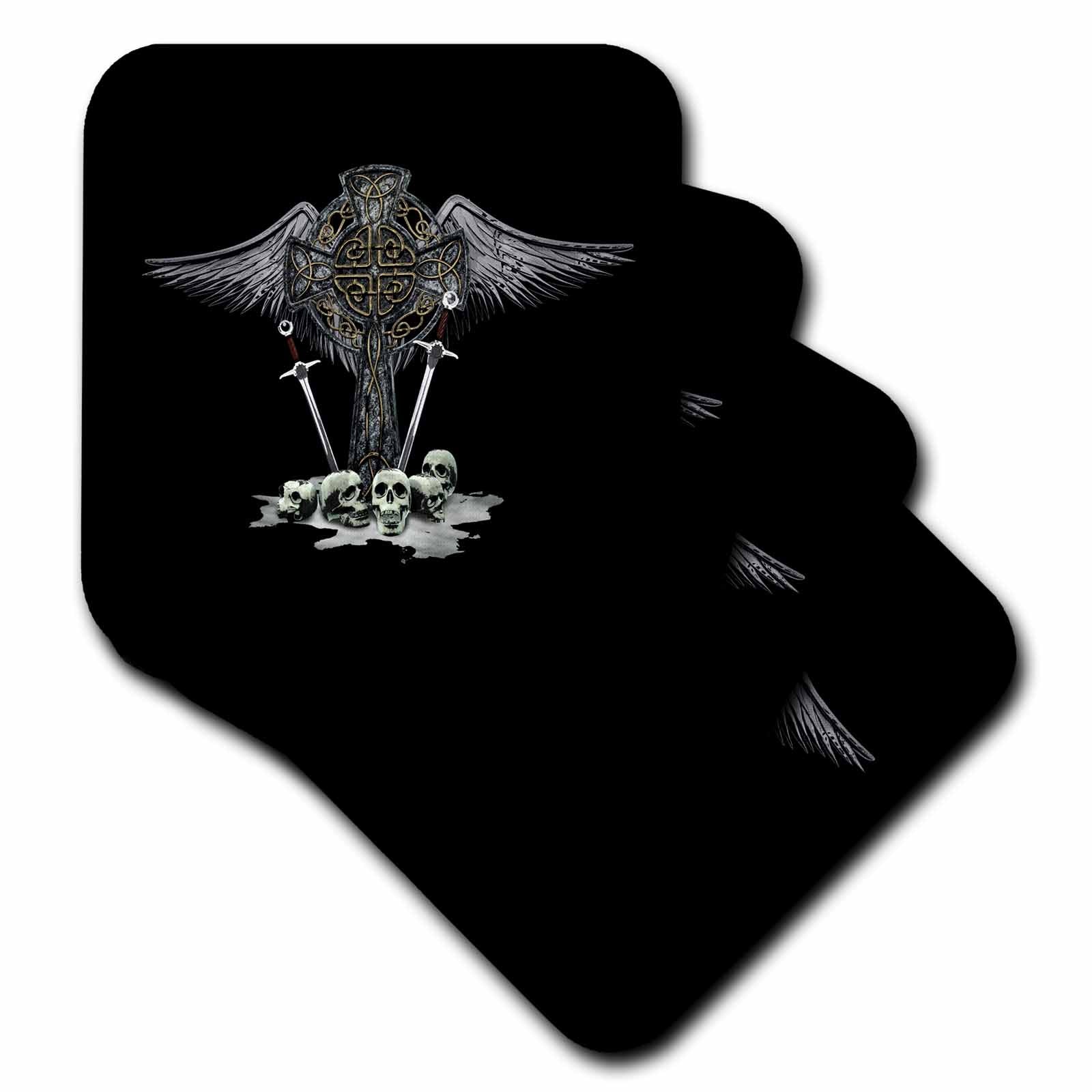 3dRose A Fantasy Style Celtic Cross with Swords and a Pile of Skulls. - Coasters (CST_358272)
