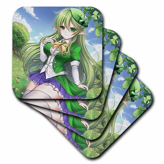 3dRose Irish elf Girl, The Goddess of Good Luck in The Fantasy Garden Gift - Coasters (cst-376625)
