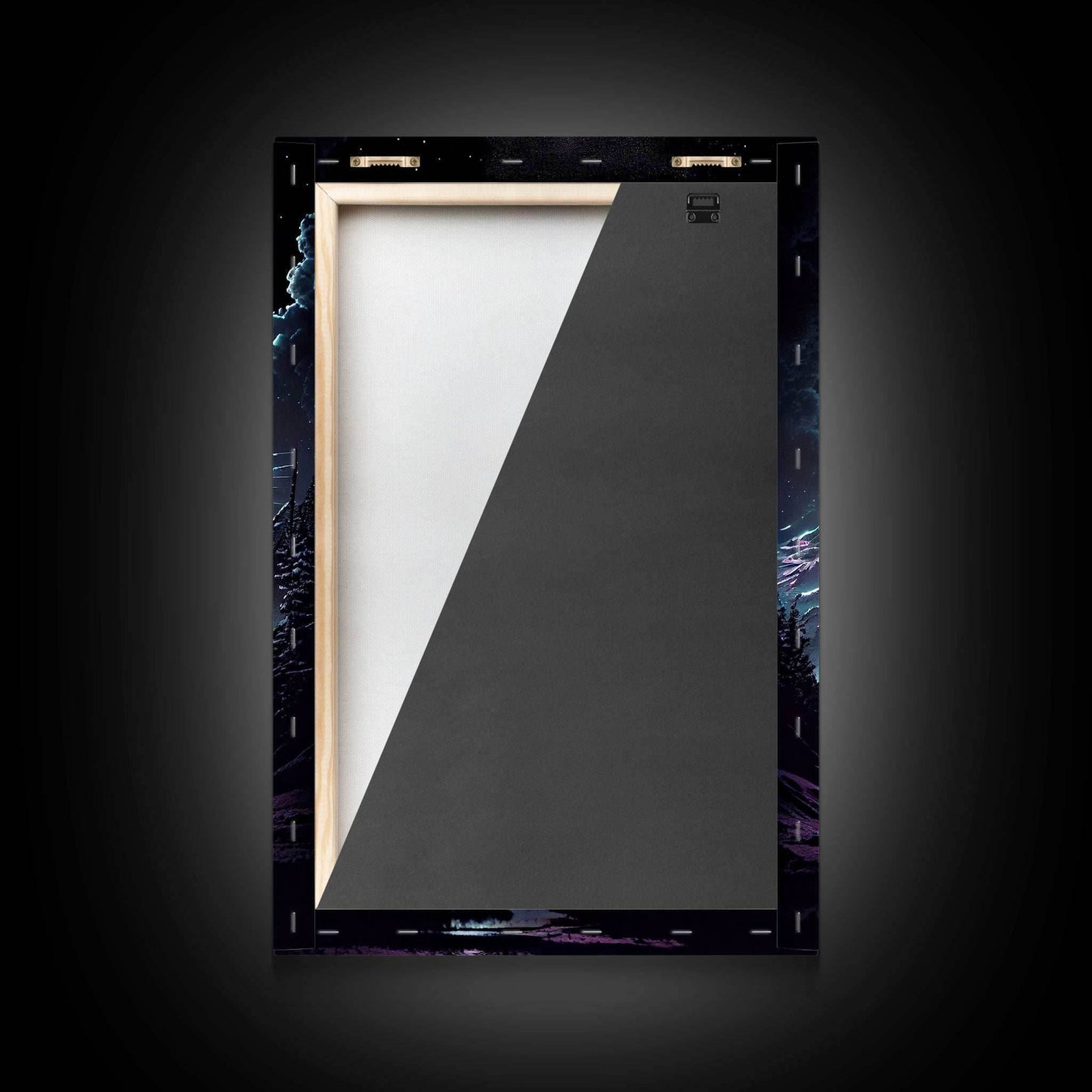 Mythical mountains fantasy art, framed canvas print, full moon over a mystical mountain landscape - 8x12 Inches / Gallery Wrap Canvas - Ready To Hang