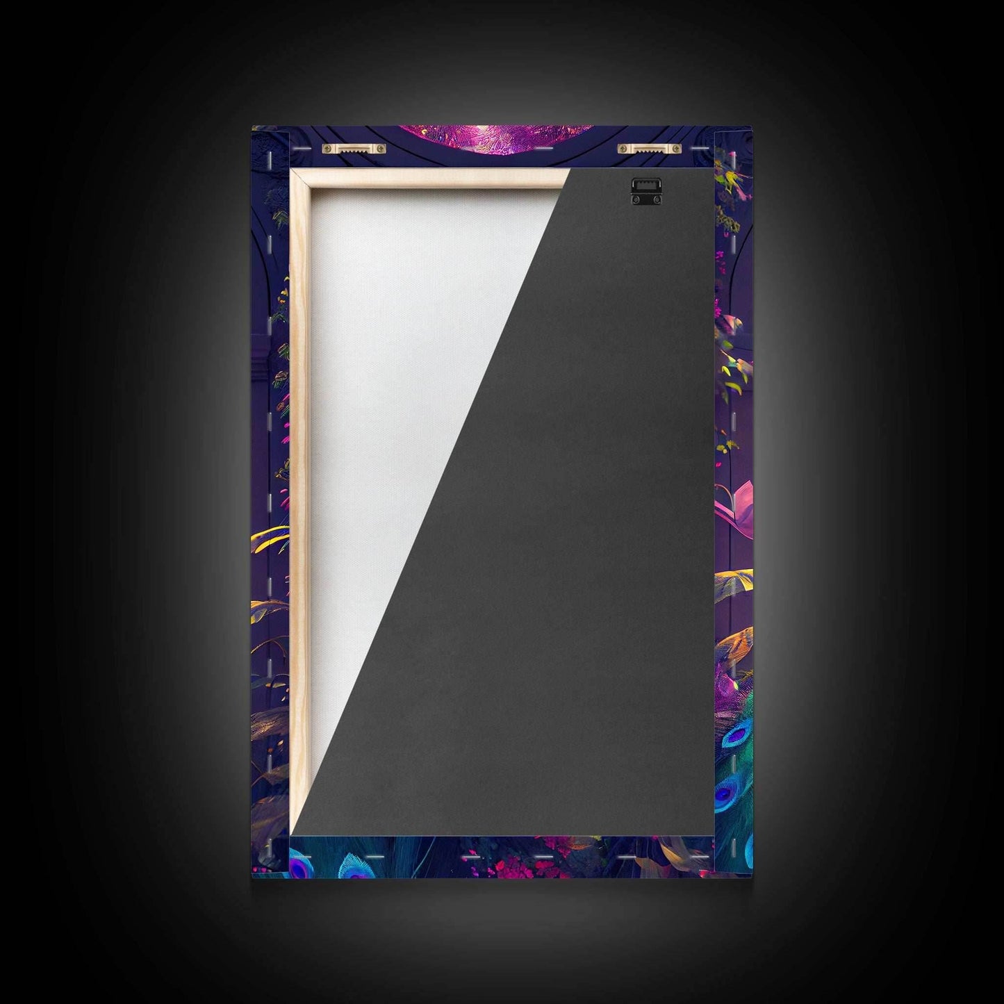 Turquoise peacock art, fantasy decor, framed canvas print - 8x12 Inches / Gallery Wrap Canvas - Ready To Hang