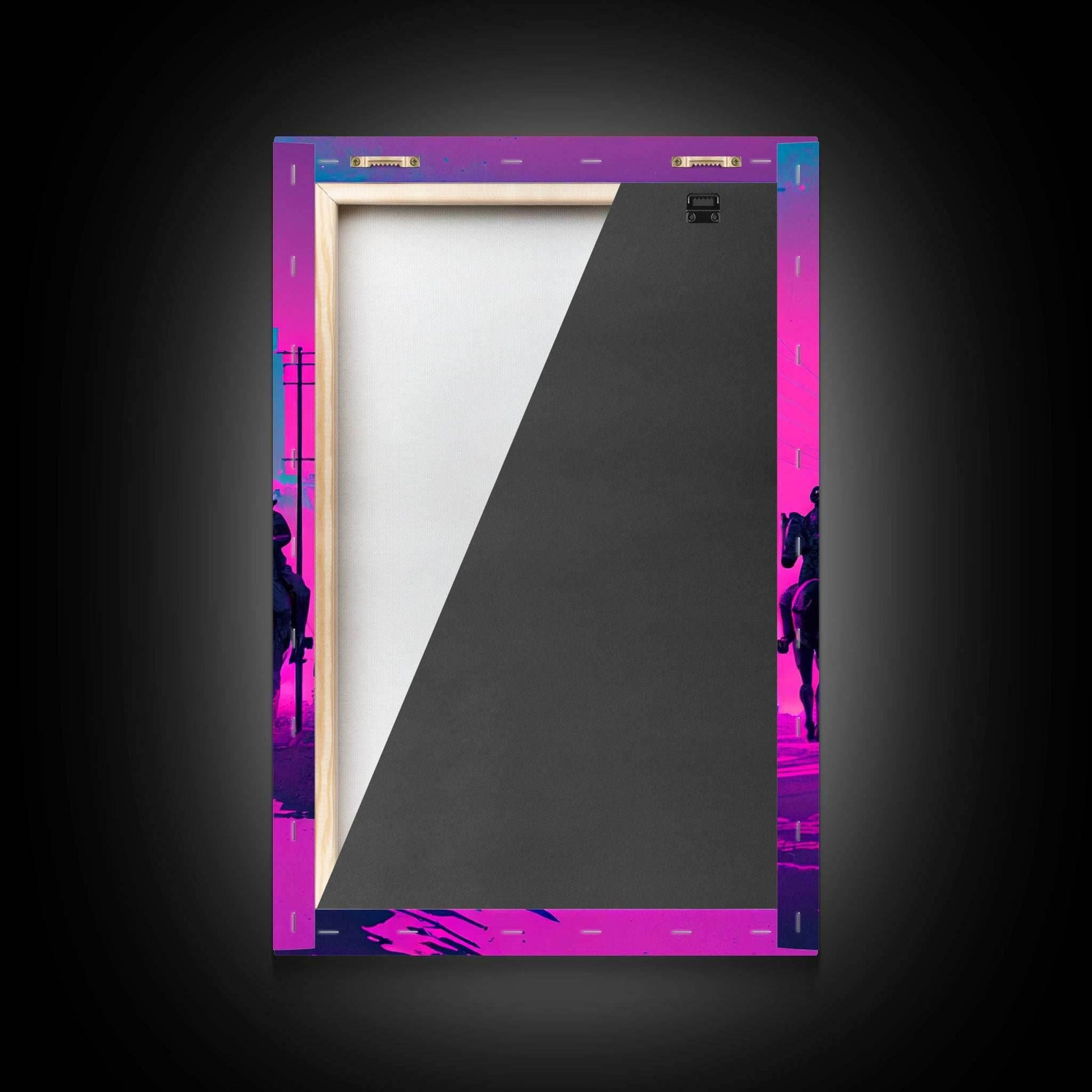 Post-Apocalyptic Cowboys, Vaporwave Aesthetic fantasy art, framed canvas print - 8x12 Inches / Gallery Wrap Canvas - Ready To Hang