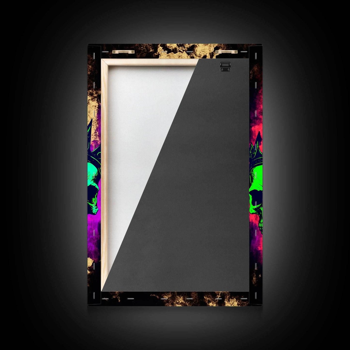 Psychedelic Skull With The Gold Crown, Framed Canvas Print, Unique Fantasy Undead Wall Art, Trippy Art - 8x12 Inches / Gallery Wrap Canvas - Ready To Hang