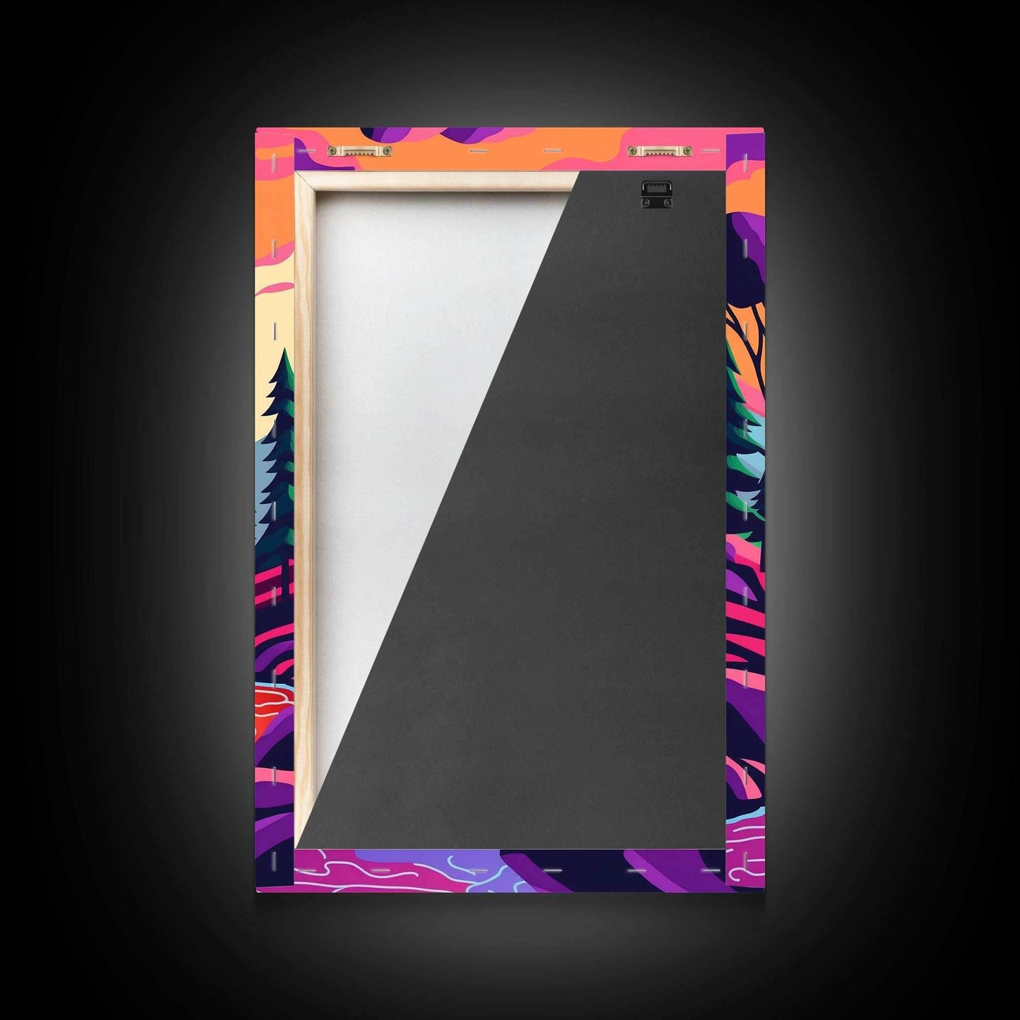 Surrealist Pop Art, Pink Fantasy Landscape Art, Framed Canvas Print - 8x12 Inches / Gallery Wrap Canvas - Ready To Hang