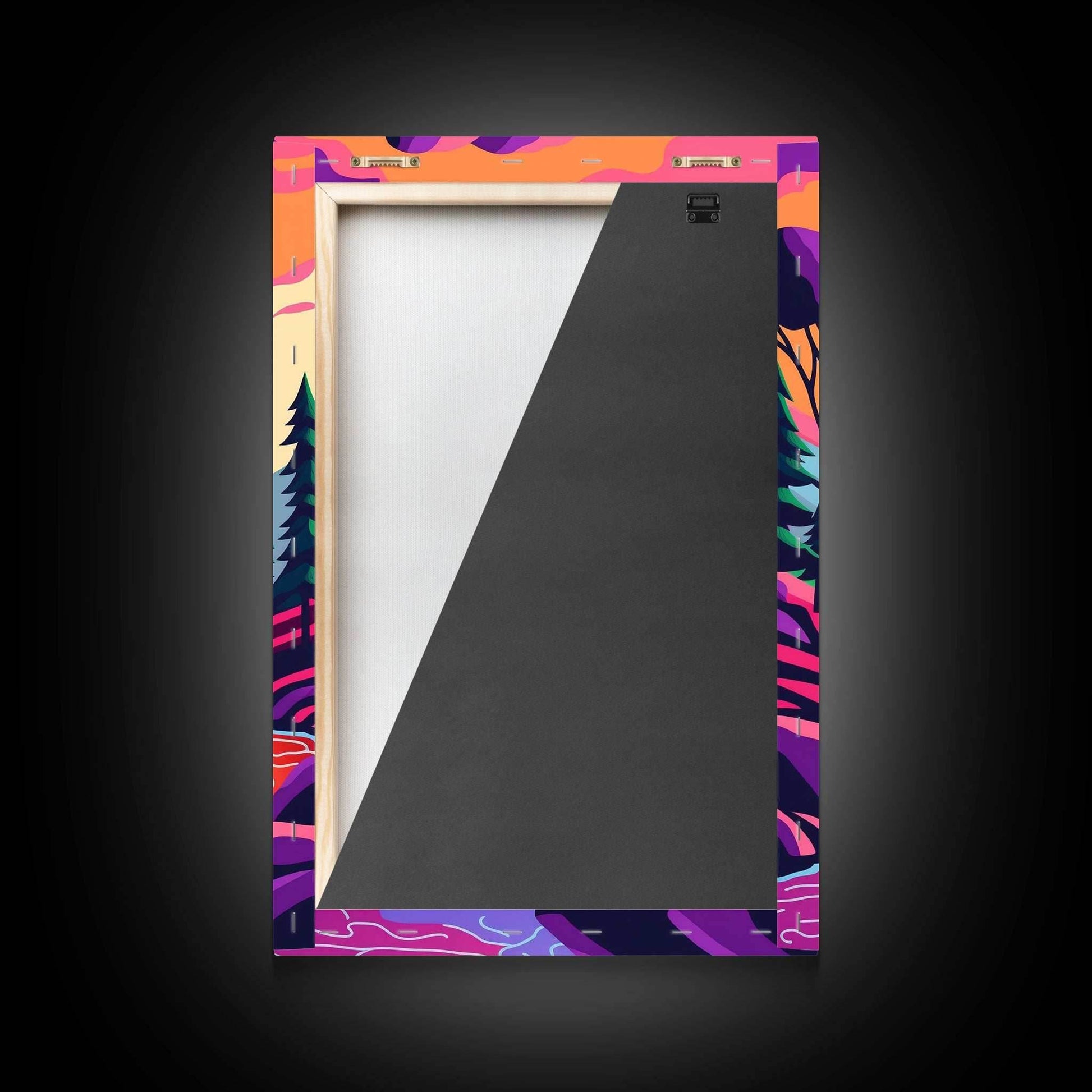 Surrealist Pop Art, Pink Fantasy Landscape Art, Framed Canvas Print - 8x12 Inches / Gallery Wrap Canvas - Ready To Hang