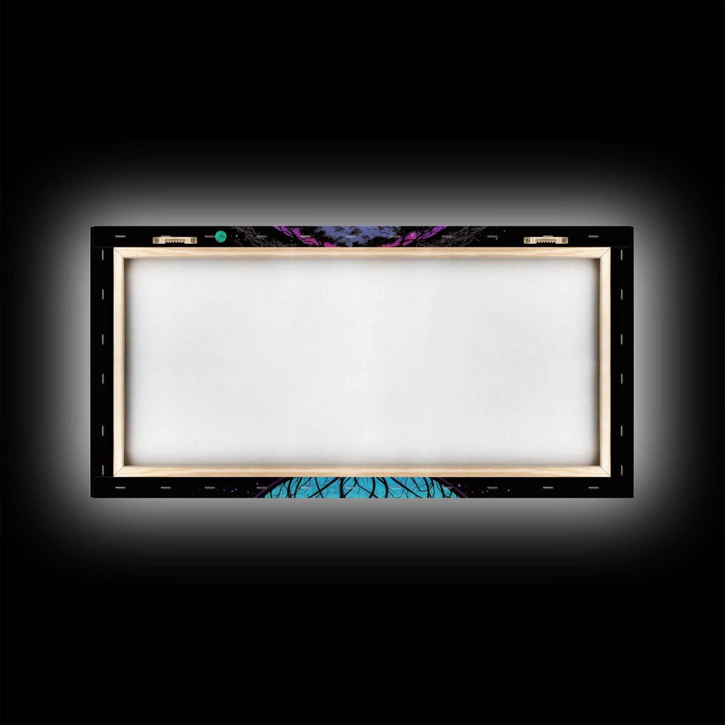 Norse Mythology Art, Synthwave Style Yggdrasil Tree of Life and the 9 Realms, Fantasy Art, Framed Canvas Print, Game Room Nordic Art - 10x20 Inches / Gallery Wrap Canvas - Ready To Hang