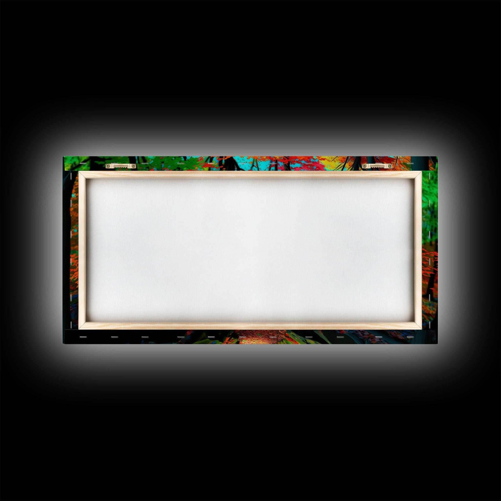 The Sacred Grove, Fantasy Art, Pop Art Forest Landscape, Framed Canvas Print, Colorful Forest Painting, Living Room Art - 10x20 Inches / Gallery Wrap Canvas - Ready To Hang