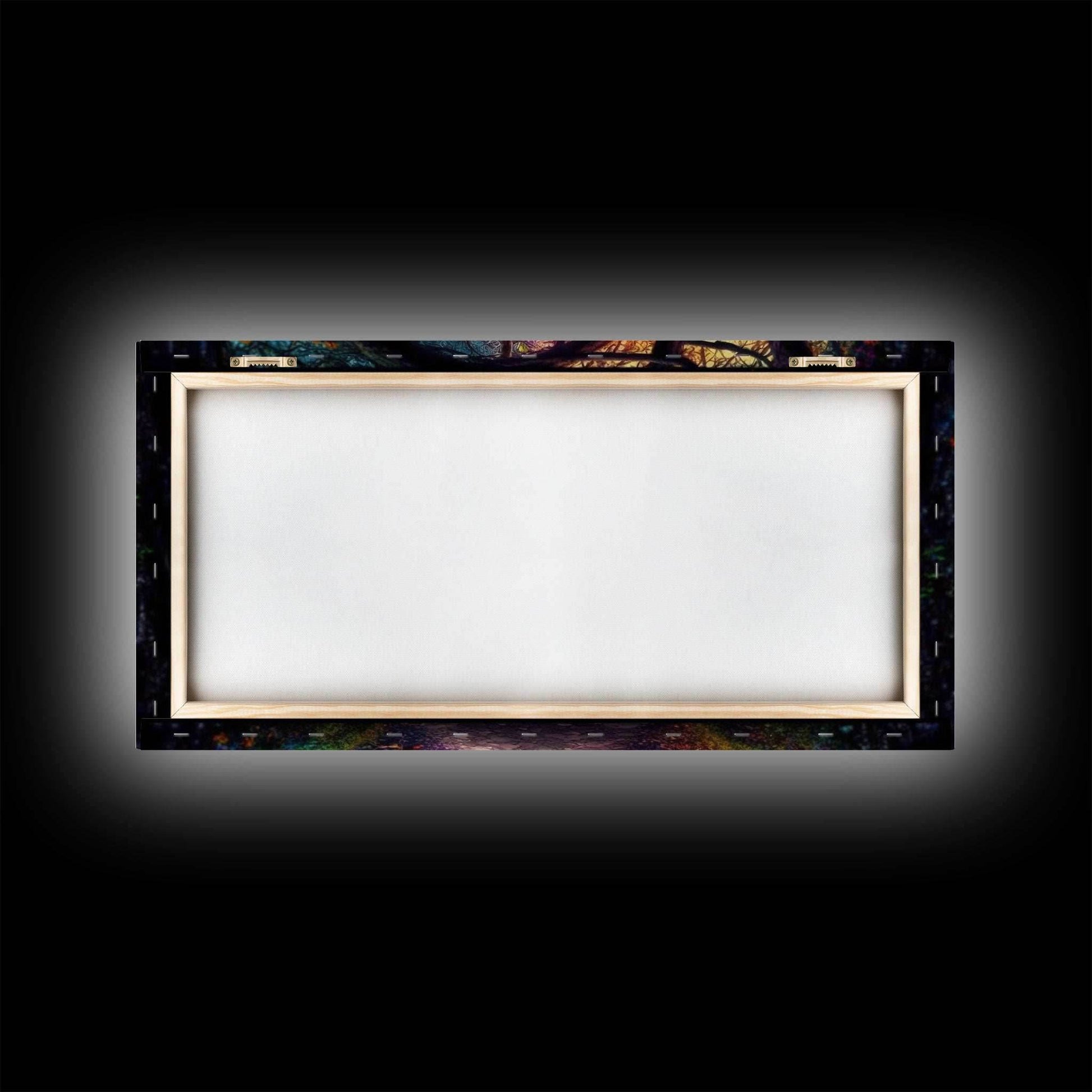 Secret Path, Fantasy Art, Pop Art Forest Landscape, Framed Canvas Print, Colorful Forest Painting, Living Room Art, Glowing Magical Forest - 10x20 Inches / Gallery Wrap Canvas - Ready To Hang