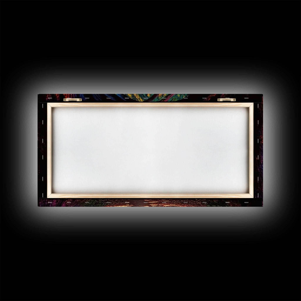 The Path through The Trees, Fantasy Art, Framed Canvas Print, RPG concept Art, Magical glowing forest - 10x20 Inches / Gallery Wrap Canvas - Ready To Hang