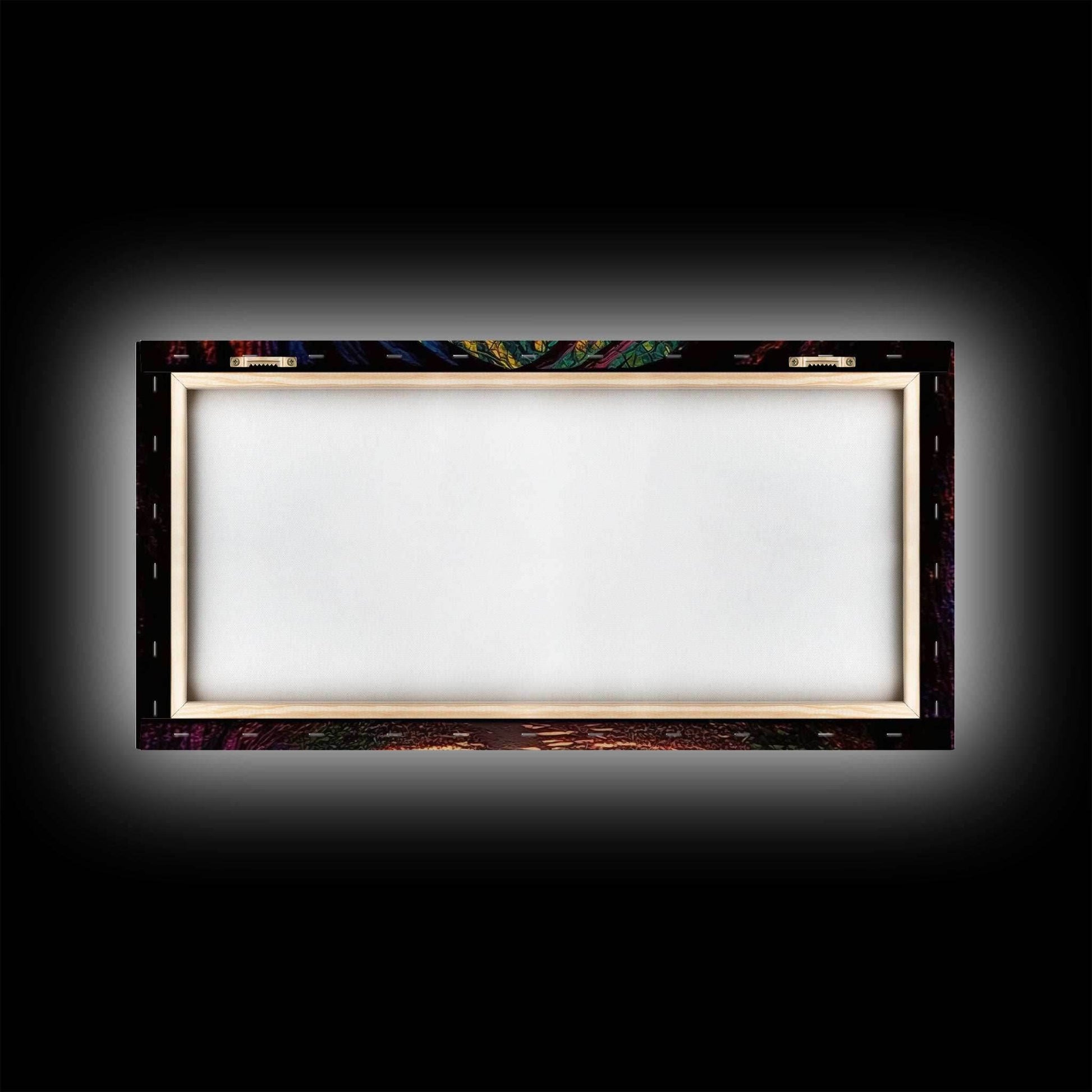 The Path through The Trees, Fantasy Art, Framed Canvas Print, RPG concept Art, Magical glowing forest - 10x20 Inches / Gallery Wrap Canvas - Ready To Hang