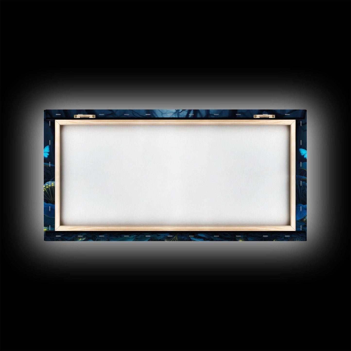 Magical Enchanted Fairy Forest, Fantasy Art, Framed Canvas Print, Bioluminescent Butterflies in an Enchanted Forest, Glowing Art - 10x20 Inches / Gallery Wrap Canvas - Ready To Hang