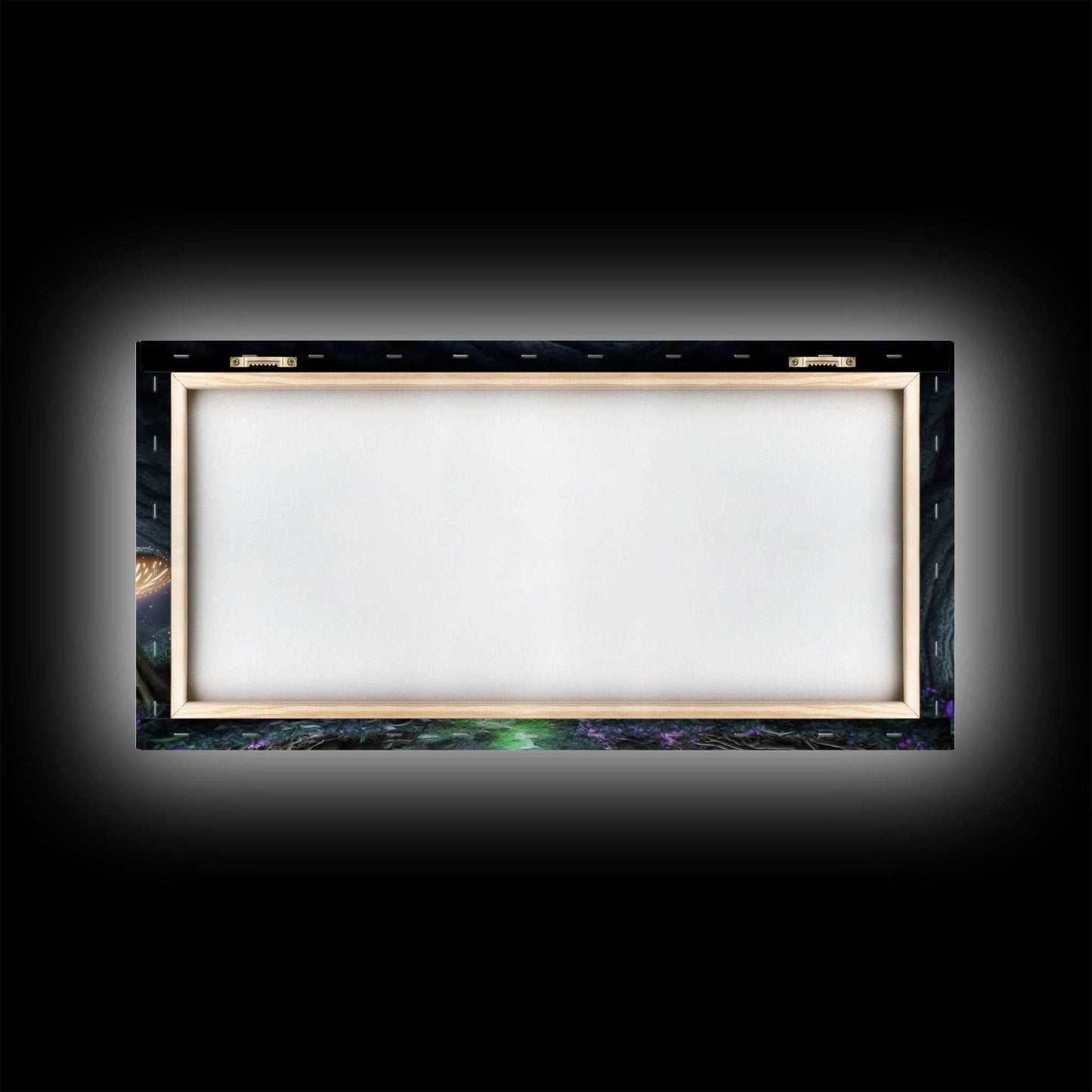 Magical Enchanted Mushroom Forest, Fantasy Art, Framed Canvas Print, Bioluminescent Butterflies in an Enchanted Forest, Glowing Art - 10x20 Inches / Gallery Wrap Canvas - Ready To Hang