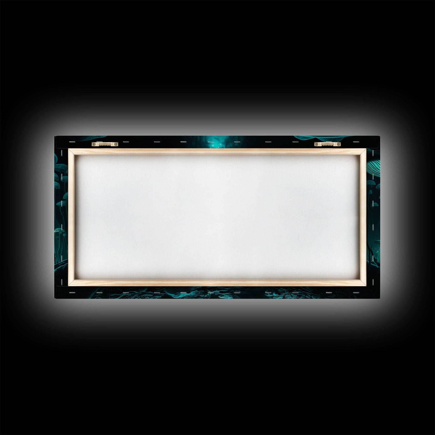 The Forest Floor, Framed Canvas Print, Glowing Mushrooms, Bioluminescent Mushroom Art, Color fantasy wall art - 10x20 Inches / Gallery Wrap Canvas - Ready To Hang