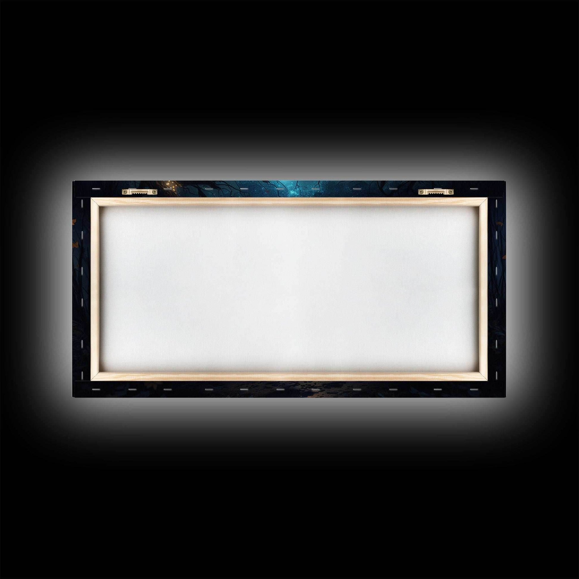 Wreath of Fireflies, Beautiful Fantasy Art, Framed Canvas Print, Moonlit Forest Floor Fantasy Concept Art - 10x20 Inches / Gallery Wrap Canvas - Ready To Hang